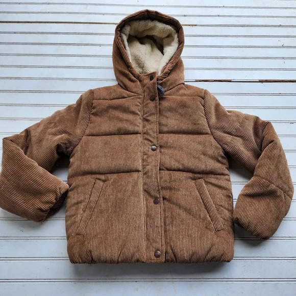 Tan Corduroy puffer jacket - Picture 1 of 11